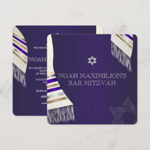 Convite PixDezines mitzvah/tallit roxo/fundo DIY