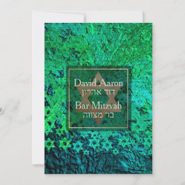 Convite PixDezines Mod/Bar Mitzvah/Star de David/Emerald
