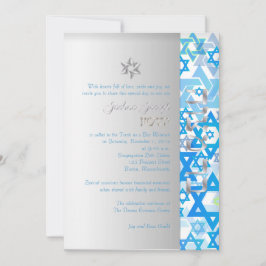 Convite PixDezines mod estrelas/Bar Mitzvah/azul escuro/pr