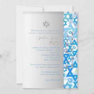 Convite PixDezines mod estrelas/Bar Mitzvah/azul escuro/pr