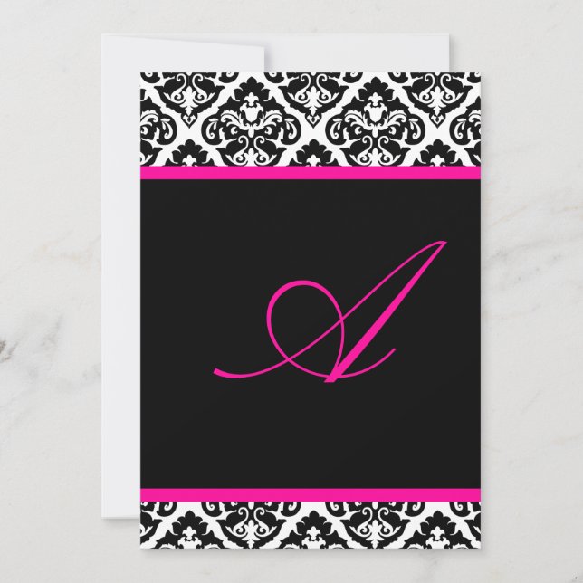 Convite PixDezines monogramas olivia damask/ DIY color+fon (Frente)