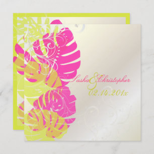 Convite PixDezines Monstera, Folhagem Tropical + Anilhas