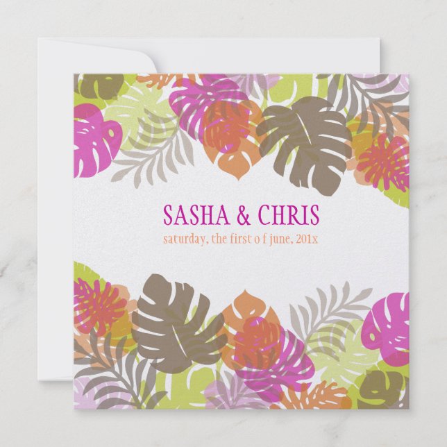 Convite PixDezines Monstera, Folhagem tropical/cor seca (Frente)