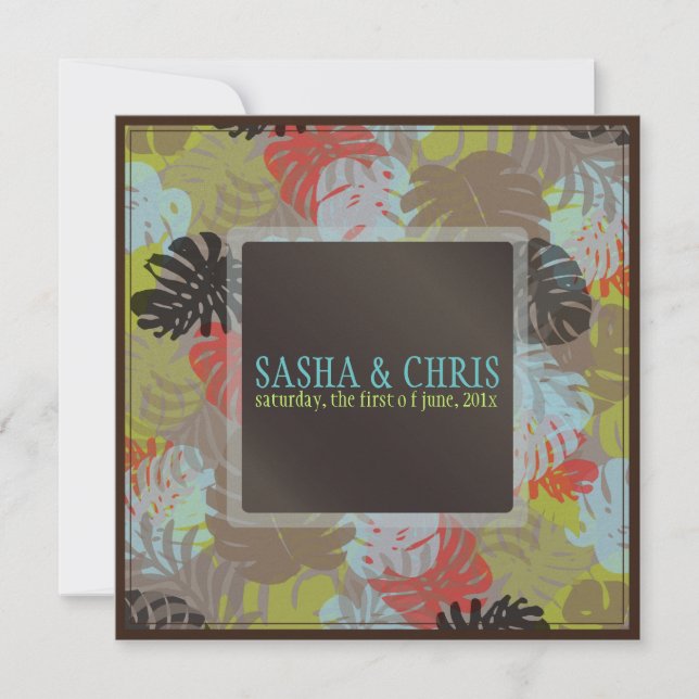 Convite PixDezines Monstera, Folhagem Tropical/cores diy (Frente)