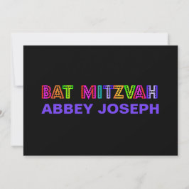 Convite PixDezines Neon Lights Bat Mitzvah