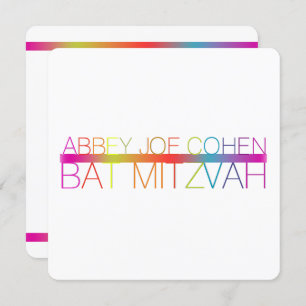 Convite PixDezines neons/typography/bat mitzvah