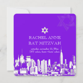 Convite PixDezines NYC skyline/bat mitzvah