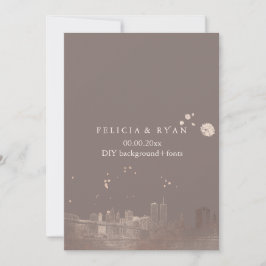 Convite PixDezines NYC Skyline/Rosa Dourado/Bckgrand DIY