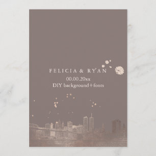 Convite PixDezines NYC Skyline/Rosa Dourado/Bckgrand DIY