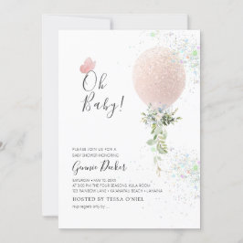 Convite PixDezines Oh Baby Bochecha Rosa Baby Chá de Bebê