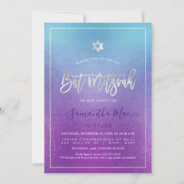 Convite PixDezines Ombre Deep Blue Sea Bat Mitzvah