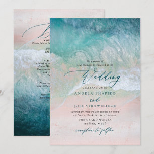 Convite PixDezines Ondas Marinhas Noiva Casamento na Praia
