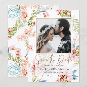 Convite PixDezines Orquídea Ilha, Orquídea Pêssego+Palmeir