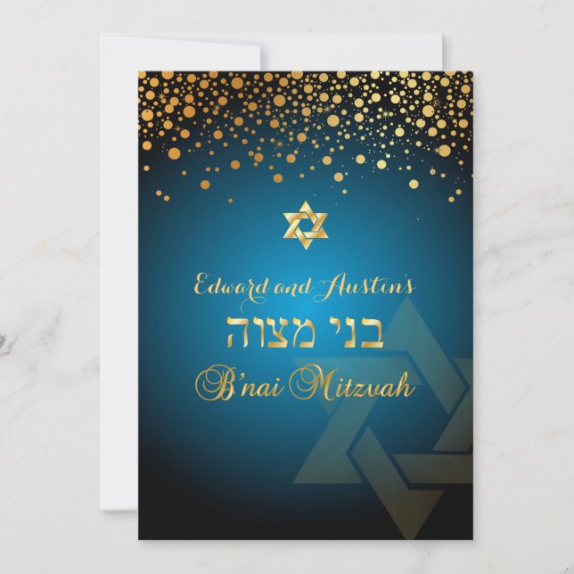 Convite PixDezines OURO DESLUMBRANTE/B'nai Mitzvah/Cor de  (Frente)