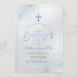 Convite PixDezines Palmas Prateadas Batismo