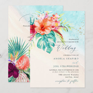 Convite PixDezines Paraíso Tropical Casamento na Praia