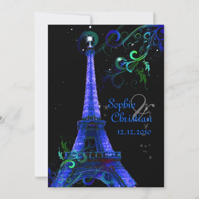 Convite PixDezines Paris à la Nuit, torre Eiffel (Frente)