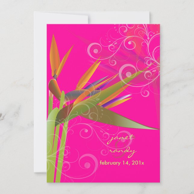 Convite PixDezines Pássaro do Paraíso+espirros/cores DIY (Frente)