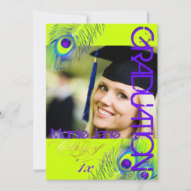 Convite PixDezines Peacock, 2013 Graduação/Diy background (Frente)