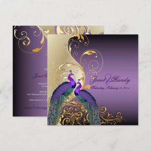 Convite PixDezines PEACOCKS/PURPLE/DOURADO/FILIGREE/SWILS