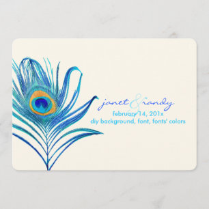 Convite PixDezines pena de pavão aqua/DIY cor