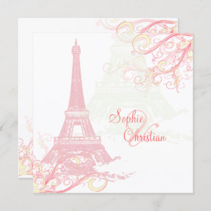 Convite PixDezines PINK LA TOUR EIFFEL+SWIRLS