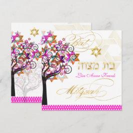 Convite PixDezines PINK TREE OF LIFE BAT MITZVAH CONVIDA