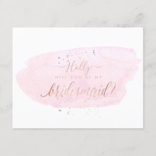 Convite PixDezines Pink Watercolor Você Vai... Bridesmaid