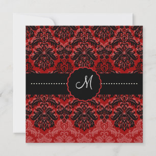 Convite PixDezines Piqué, Damask/Black+DIY Red Velvet