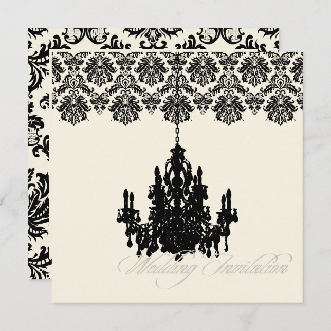 Convite PixDezines Piqué Damask + Chandelier (Frente/Verso)