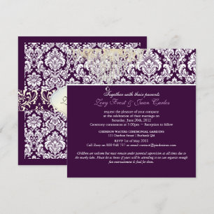 Convite PixDezines Plum Moiré Damask/Crystal Lustre