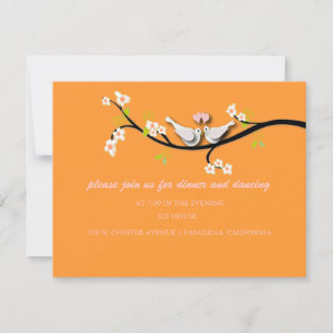 Convite PixDezines pombas/aves de amor/cor seca