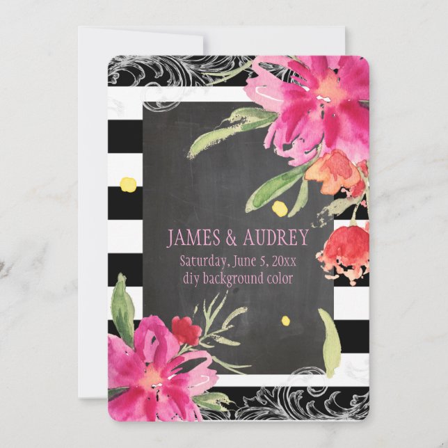 Convite PixDezines quadro de giz / flor de maio / aquarela (Frente)