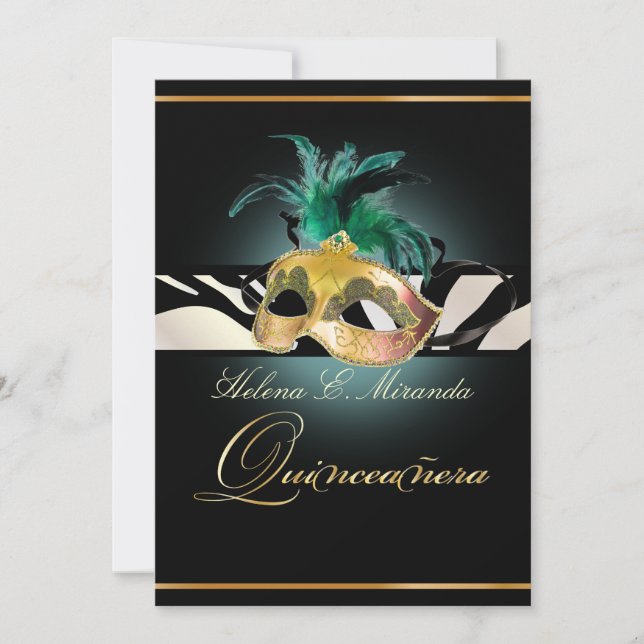 Convite PixDezines Quincenera/teal Zebra/cor DY!! (Frente)