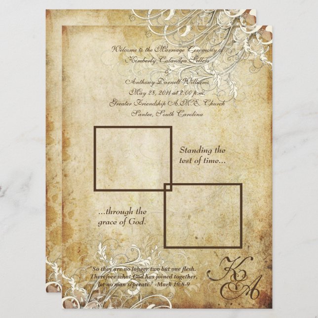 Convite PixDezines redemoinhos de creme vintage (Frente/Verso)