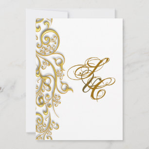 Convite PixDezines redemoinhos vintage dourado falso