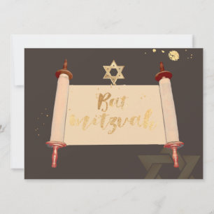 Convite PixDezines rolo da torá vintage bat mitzvah