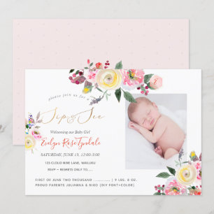 Convite PixDezines Rosas Amarelas Pastel Aquarela Sip+See