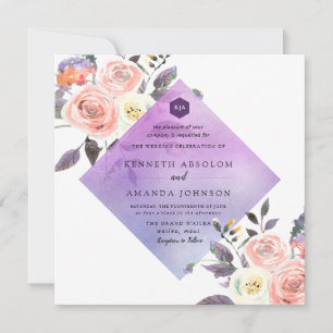 Convite PixDezines Rosas em Pastel com Lavanda