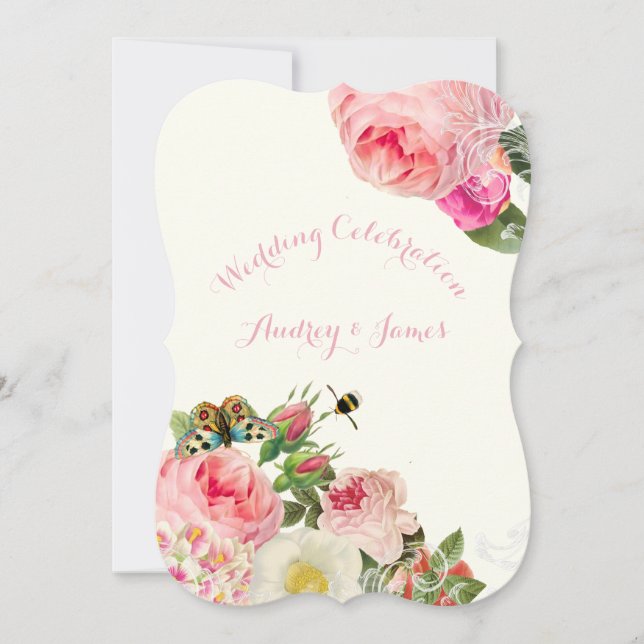 Convite PixDezines rosas/peões vitorianos (Frente)