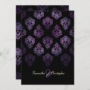 Convite PixDezines Rossellini Damask, Lavanda/Preto