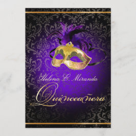Convite PixDezines Rossi Damask/Mascarada/DIY/Purple
