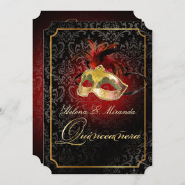 Convite PixDezines Rossi Damask/Mascarada/DIY/Ruby