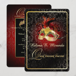 Convite PixDezines Rossi Damask/Mascarada/DIY/Ruby