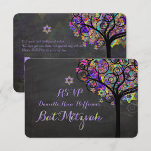 Convite PixDezines rsvp árvore da vida Bat Mitzvah