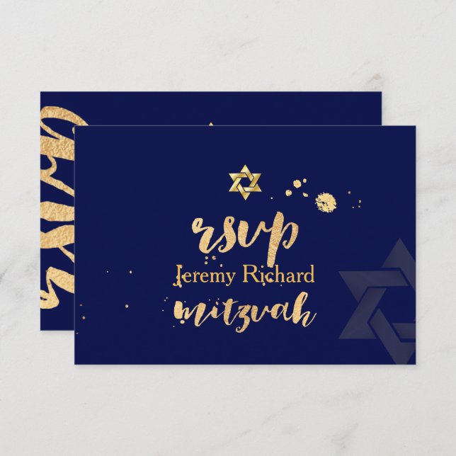 Convite PixDezines rsvp DIY color, Bar Mitzvah (Frente/Verso)