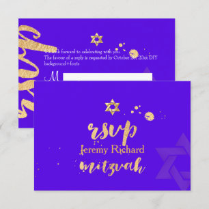 Convite PixDezines rsvp DIY color, Bar Mitzvah  Violeta