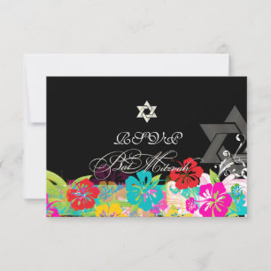Convite PixDezines rsvp hibiscus/Bat Mitzvah
