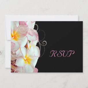 Convite PixDezines rsvp para Plumeria Rosa 5x7/praia