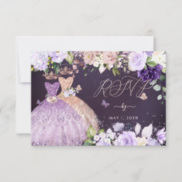 Convite PixDezines RSVP Twins Quinceanera Rosa Dourada Lil